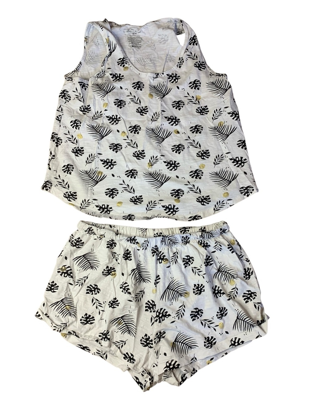 Dream Angel Tropical Palm Leaf Pajama Set Tank & Shorts Medium